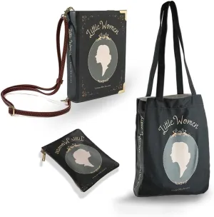 Literary Themed Bag Collection-Little Women |Black Set|Stylish&Unique Tote&Bookcover Shoulder&Clutch Bags |Eco-Friendly|Daily Use & Perfect for Literature Enthusiasts|Eco-Friendly