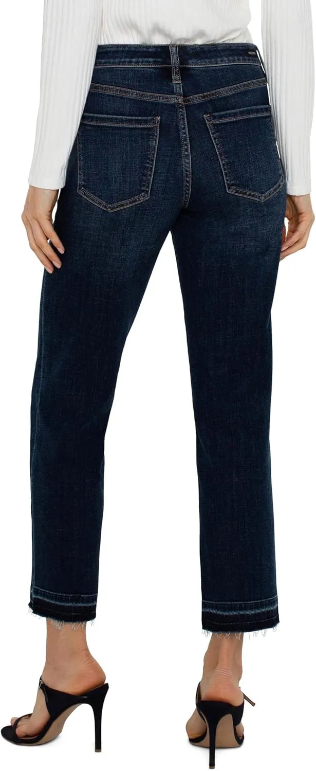 Liverpool Women's Liv Mid-Rise Non Skinny with Let Down Hem Crosshatch Denim