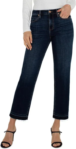 Liverpool Women's Liv Mid-Rise Non Skinny with Let Down Hem Crosshatch Denim