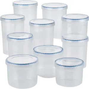 Lock & Lock Easy Essentials Food Storage Bin Set/Airtight Container Lids/BPA-Free/Dishwasher Safe, 20 Piece, Clear