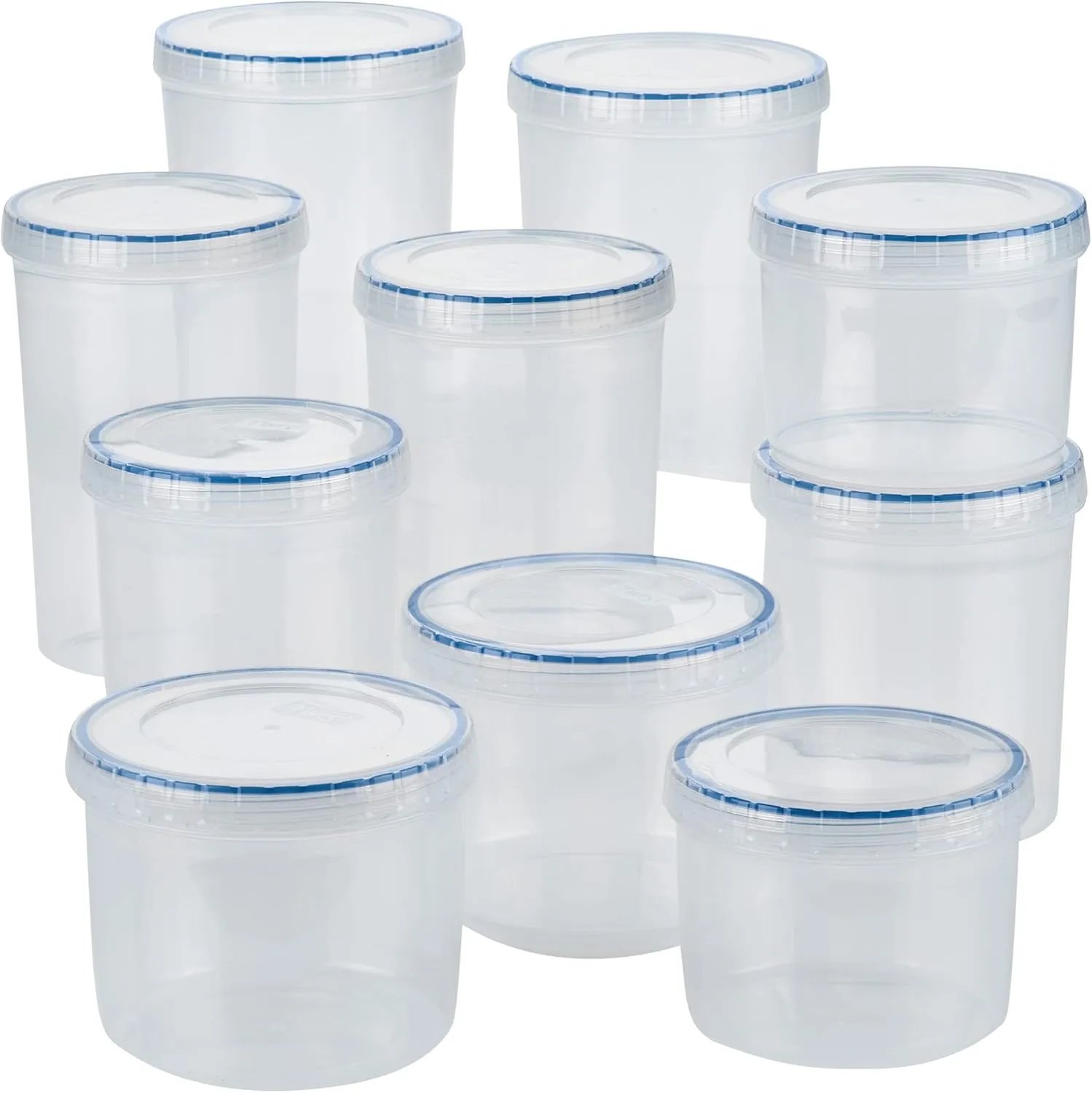 Lock & Lock Easy Essentials Food Storage Bin Set/Airtight Container Lids/BPA-Free/Dishwasher Safe, 20 Piece, Clear