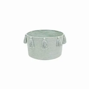 Lorena Canals Basket New Tassels Blue Sage 40x25cm (Pre-Order; Est. Delivery in 4-8 Weeks)