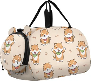 Lovely Shiba Inu Dogs Duffel Bags for Boys Small Gym Bags for Teens Dance Bag for Girls