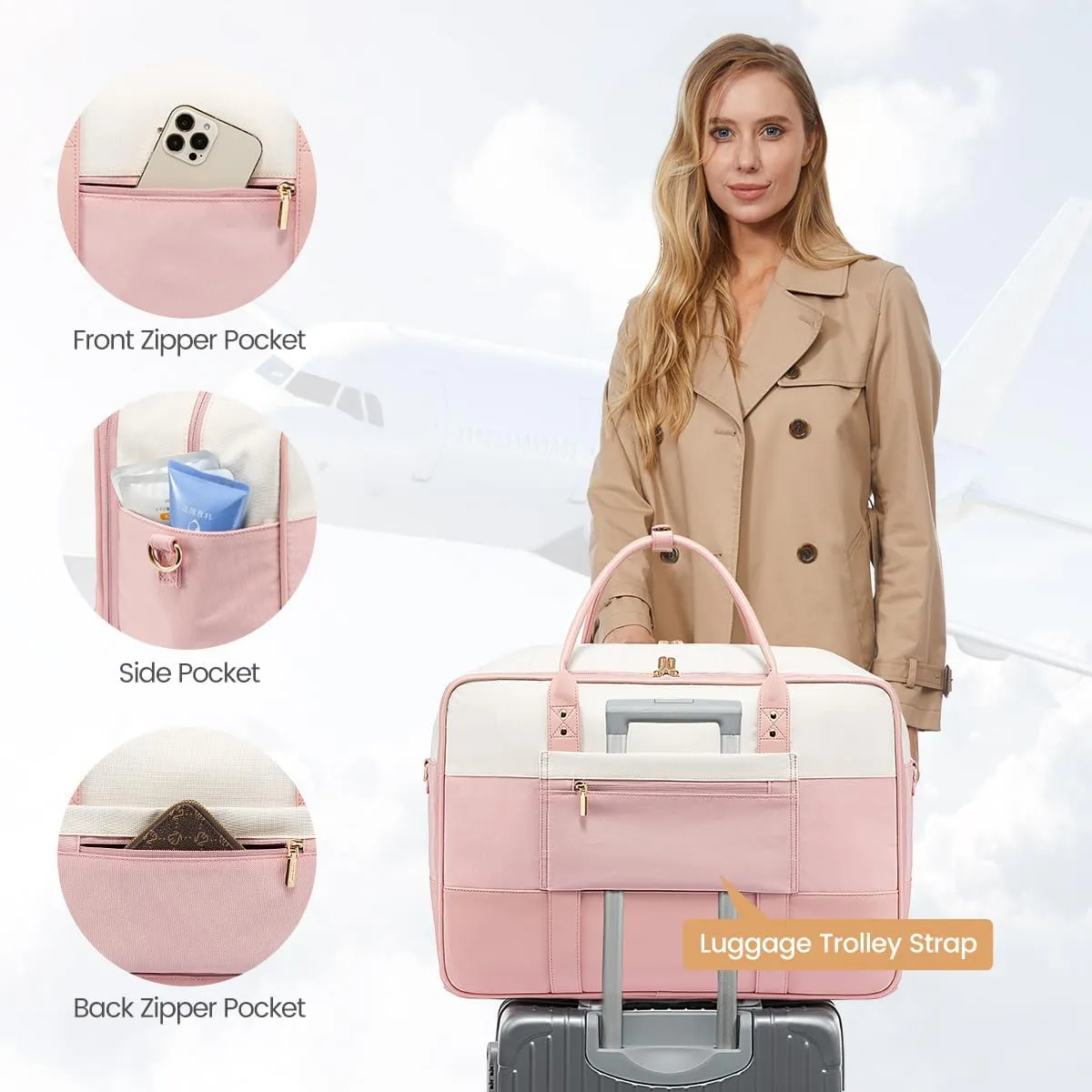 LOVEVOOK Weekender Travel Duffel Bag, Personal Item Duffle Bags for Women with Laptop Compartment, Overnight Bag with Toiletry Bag, Yoga Gym Bag with Wet Pocket, Hospital Bag for Labor and Delivery