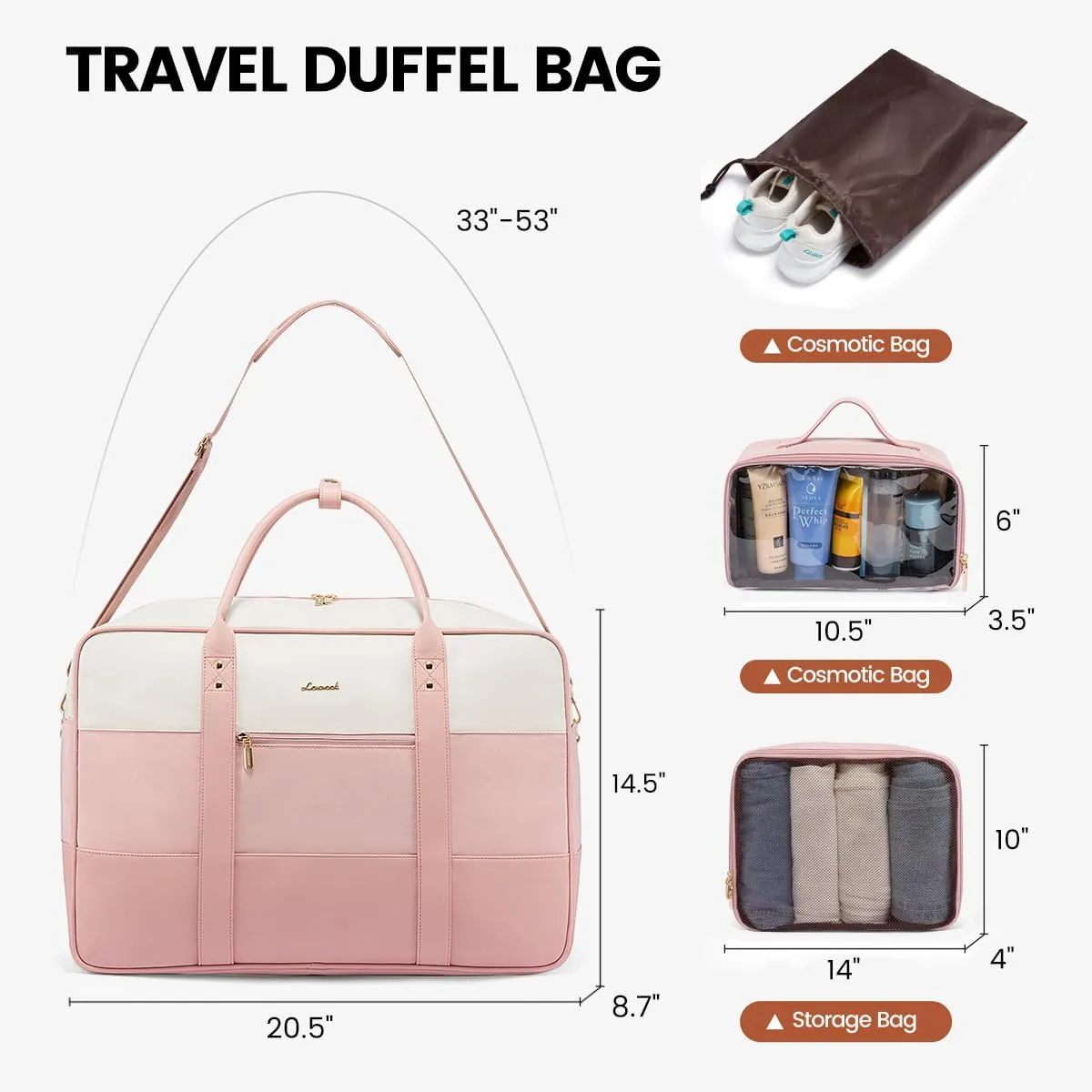 LOVEVOOK Weekender Travel Duffel Bag, Personal Item Duffle Bags for Women with Laptop Compartment, Overnight Bag with Toiletry Bag, Yoga Gym Bag with Wet Pocket, Hospital Bag for Labor and Delivery