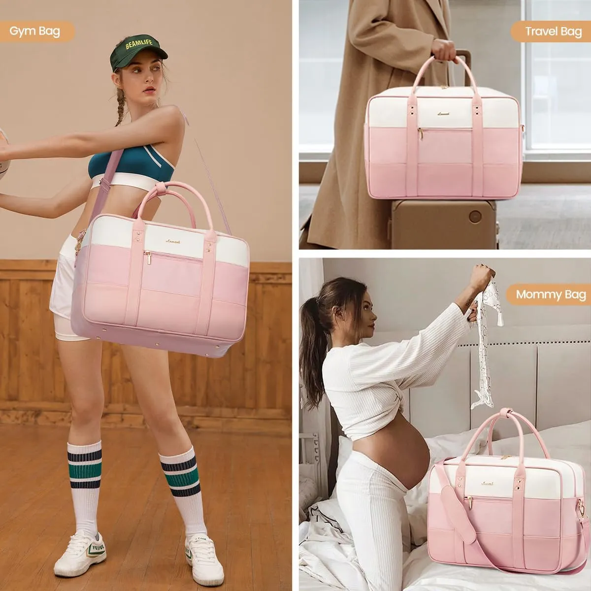 LOVEVOOK Weekender Travel Duffel Bag, Personal Item Duffle Bags for Women with Laptop Compartment, Overnight Bag with Toiletry Bag, Yoga Gym Bag with Wet Pocket, Hospital Bag for Labor and Delivery