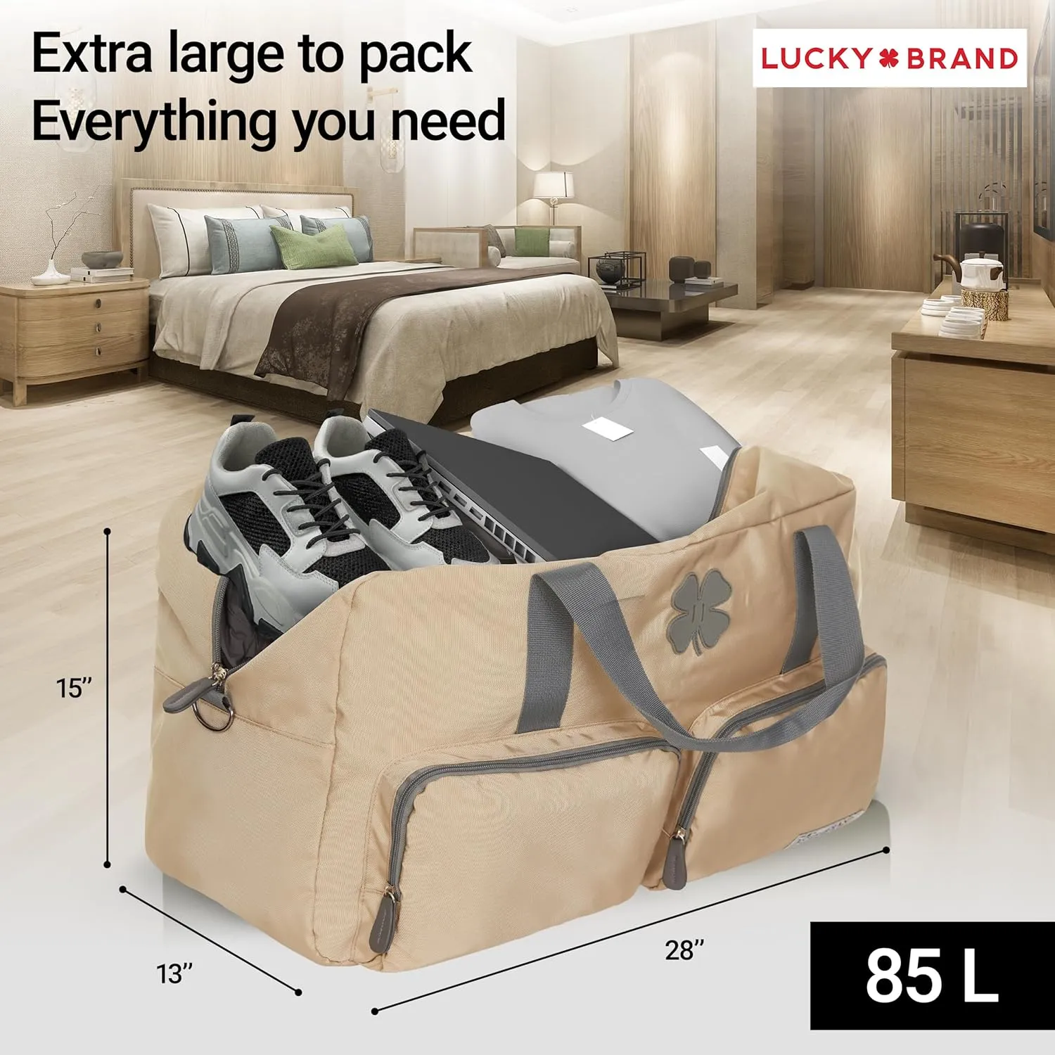 Lucky Travel Duffel Bags 85L, Gym Bag, Travel Bag & Large Duffle Bag for Men, Foldable Overnight Weekender Bags for Women & Men with Adjustable Shoulder Strap,
