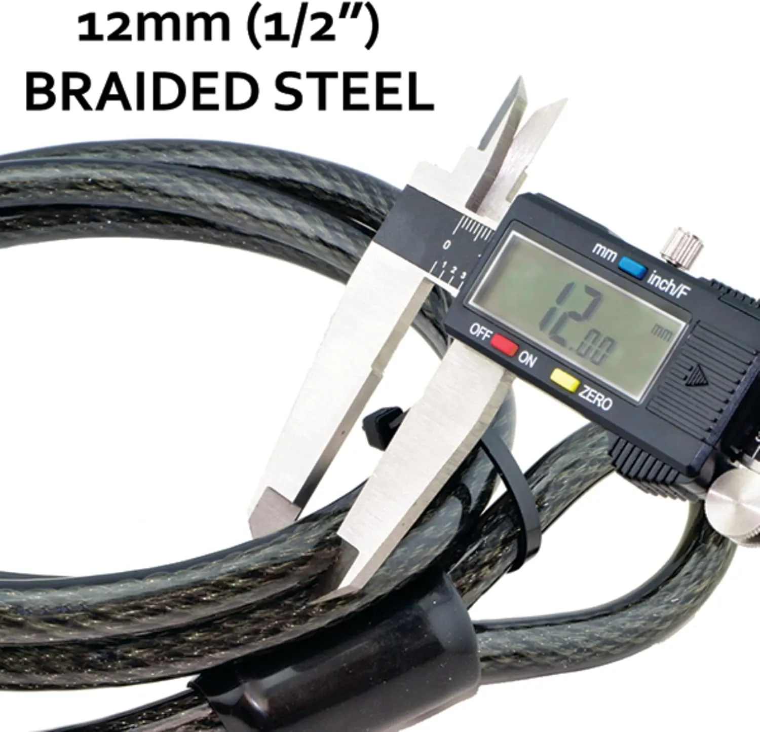 Lumintrail 12mm (1/2 inch) Heavy-Duty Security Cable, Vinyl Coated Braided Steel with Sealed Looped Ends (4', 7', 10', 15' or 30') (7-FT)