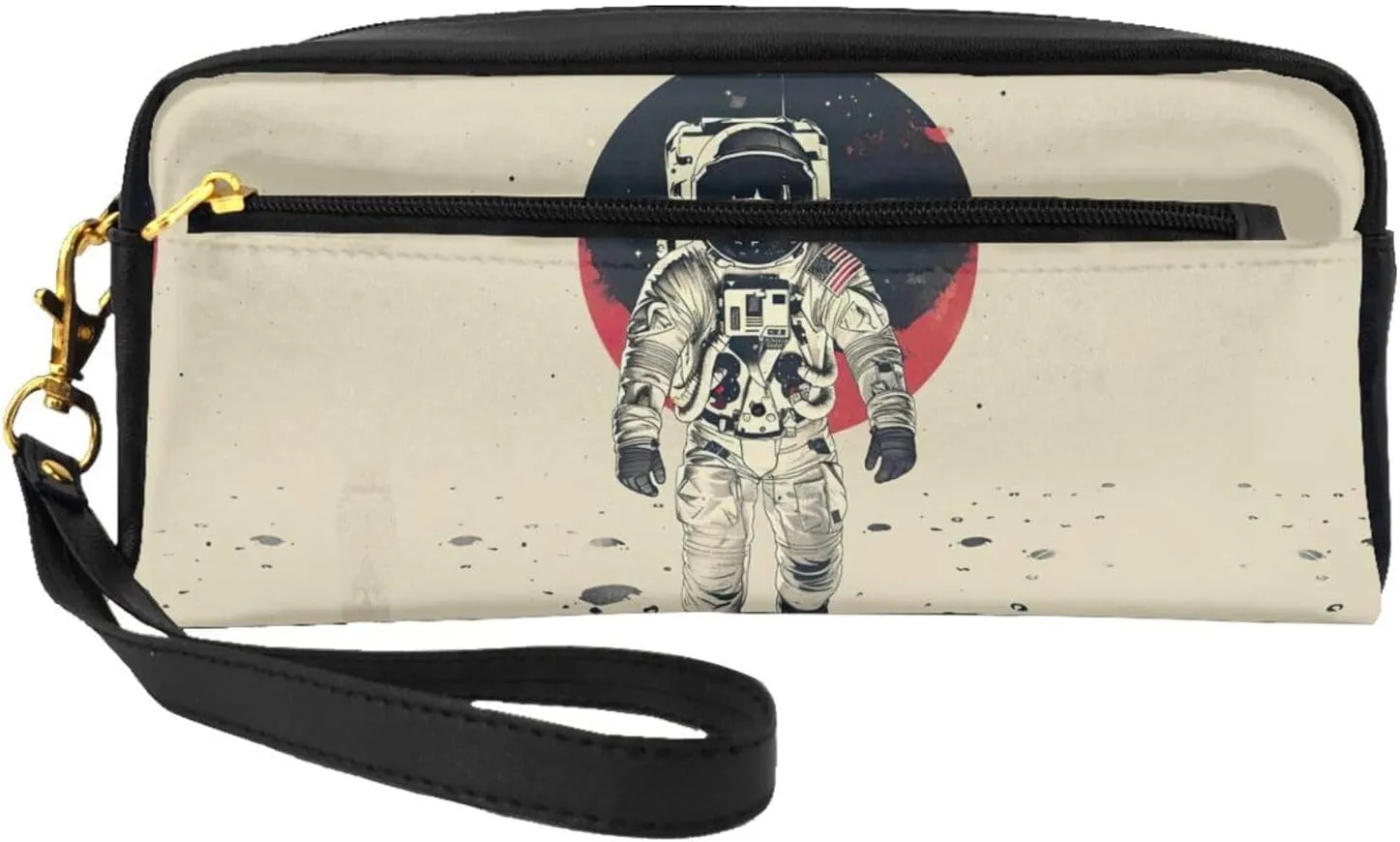 Lunar Astronaut Print Portable Makeup Bag,Travel-Friendly Design,Versatile Mini Makeup Pouchtion