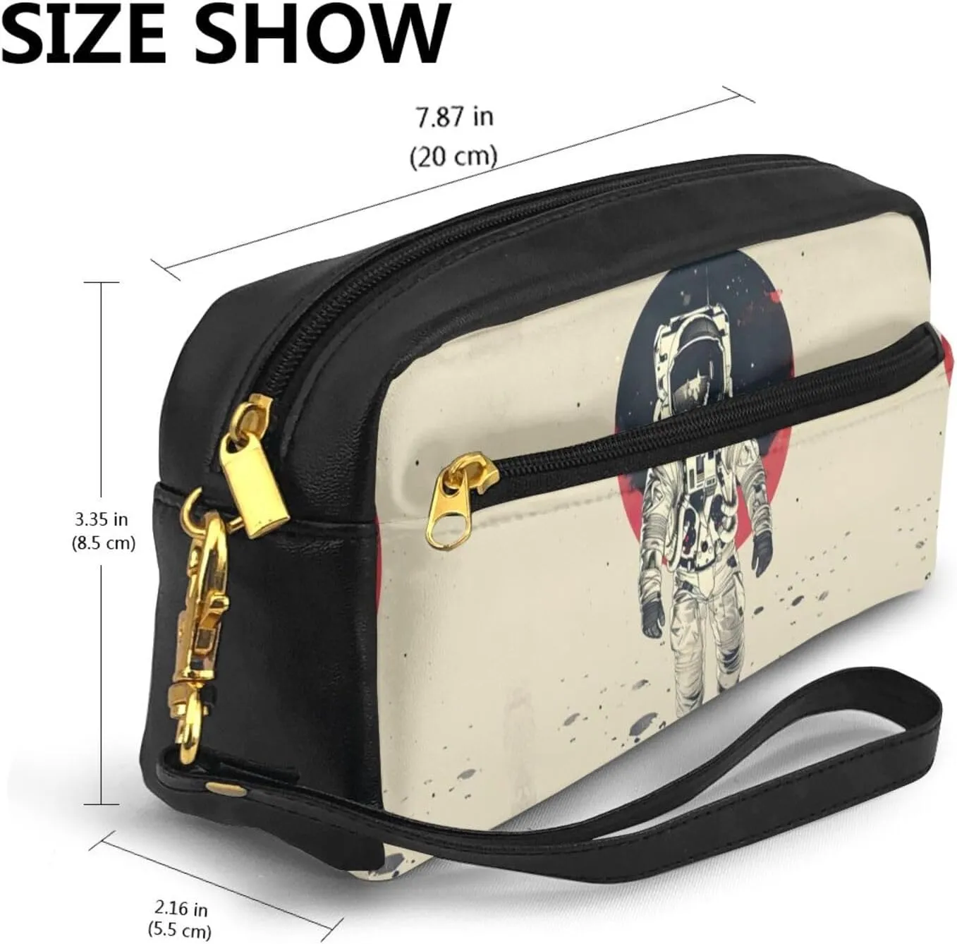 Lunar Astronaut Print Portable Makeup Bag,Travel-Friendly Design,Versatile Mini Makeup Pouchtion