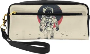 Lunar Astronaut Print Portable Makeup Bag,Travel-Friendly Design,Versatile Mini Makeup Pouchtion