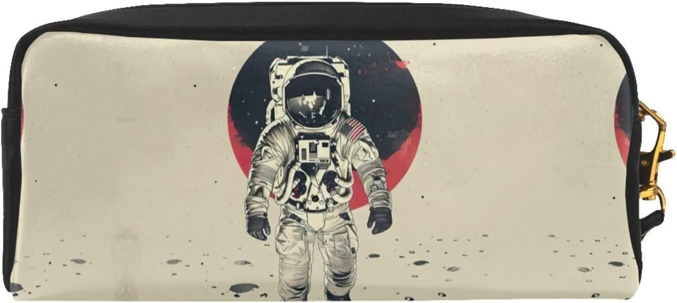 Lunar Astronaut Print Portable Makeup Bag,Travel-Friendly Design,Versatile Mini Makeup Pouchtion
