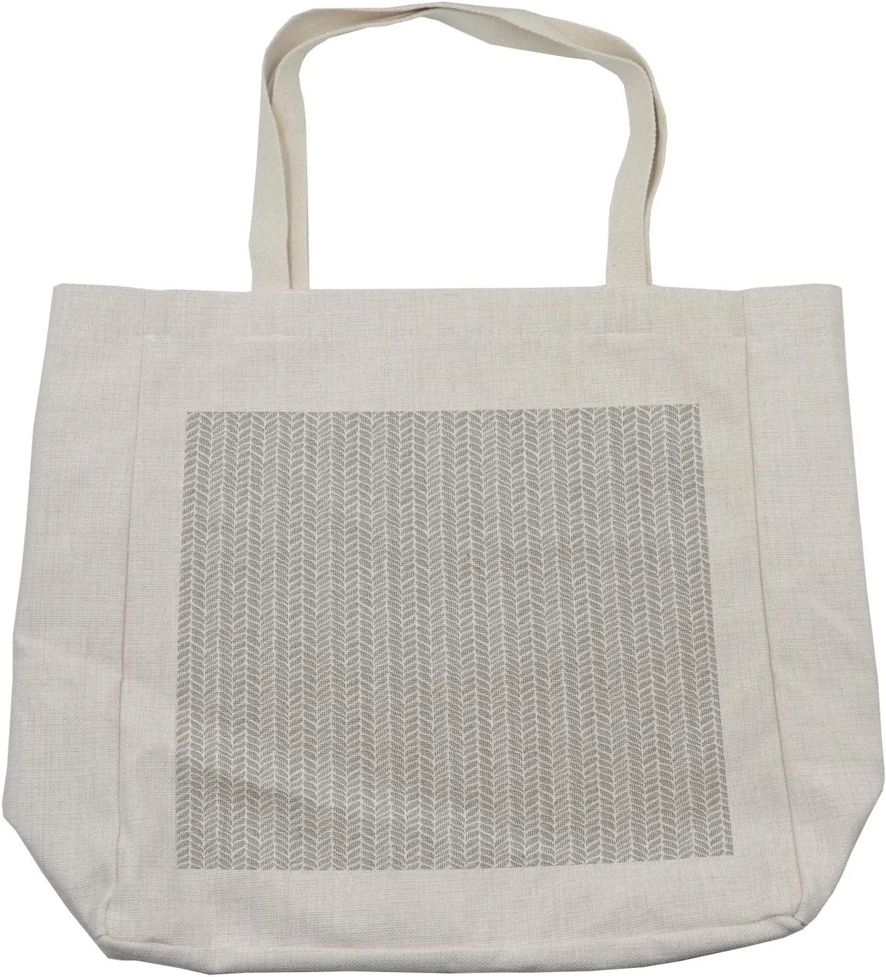 Lunarable Grey Abstract Shopping Bag, Norwegian Pattern Traditional Design with a Modern Representation, Eco-Friendly Reusable Bag for Groceries Beach and More, 15.5" X 14.5", Cream