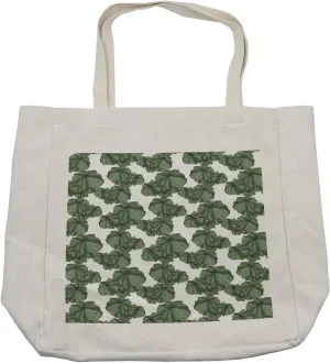 Lunarable Succulent Shopping Bag, Top View Layout of Gardening Foliage Vegetation Cactus Japanese Garden Art, Eco-Friendly Reusable Bag for Groceries Beach and More, 15.5" X 14.5", Cream