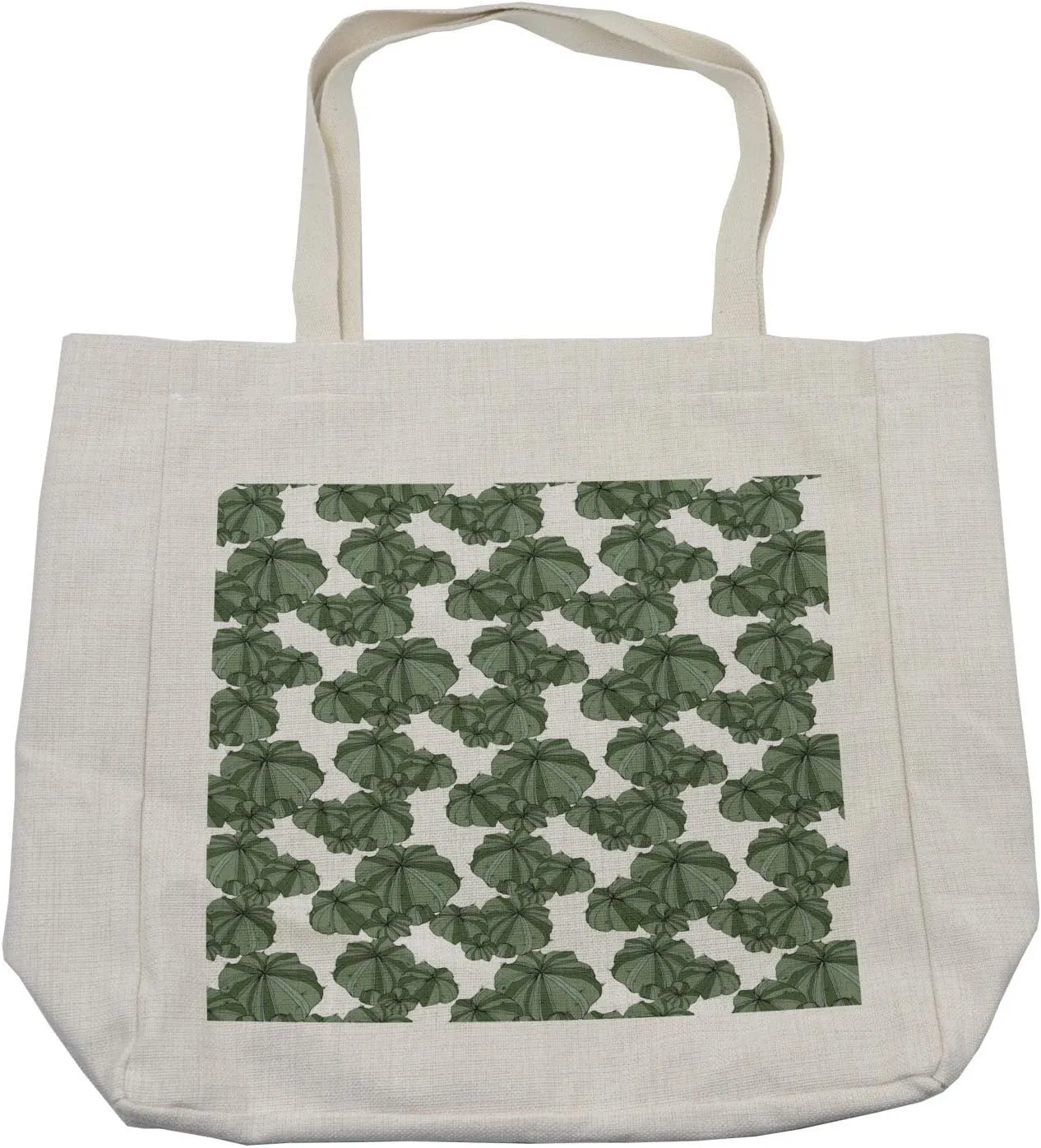 Lunarable Succulent Shopping Bag, Top View Layout of Gardening Foliage Vegetation Cactus Japanese Garden Art, Eco-Friendly Reusable Bag for Groceries Beach and More, 15.5" X 14.5", Cream
