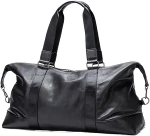 Luxury Leather Duffle Bag for men Business Travel Vintage Style Weekender Overnight Trip with Detachable