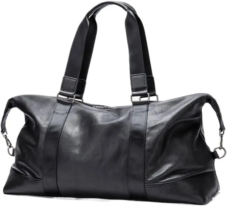Luxury Leather Duffle Bag for men Business Travel Vintage Style Weekender Overnight Trip with Detachable
