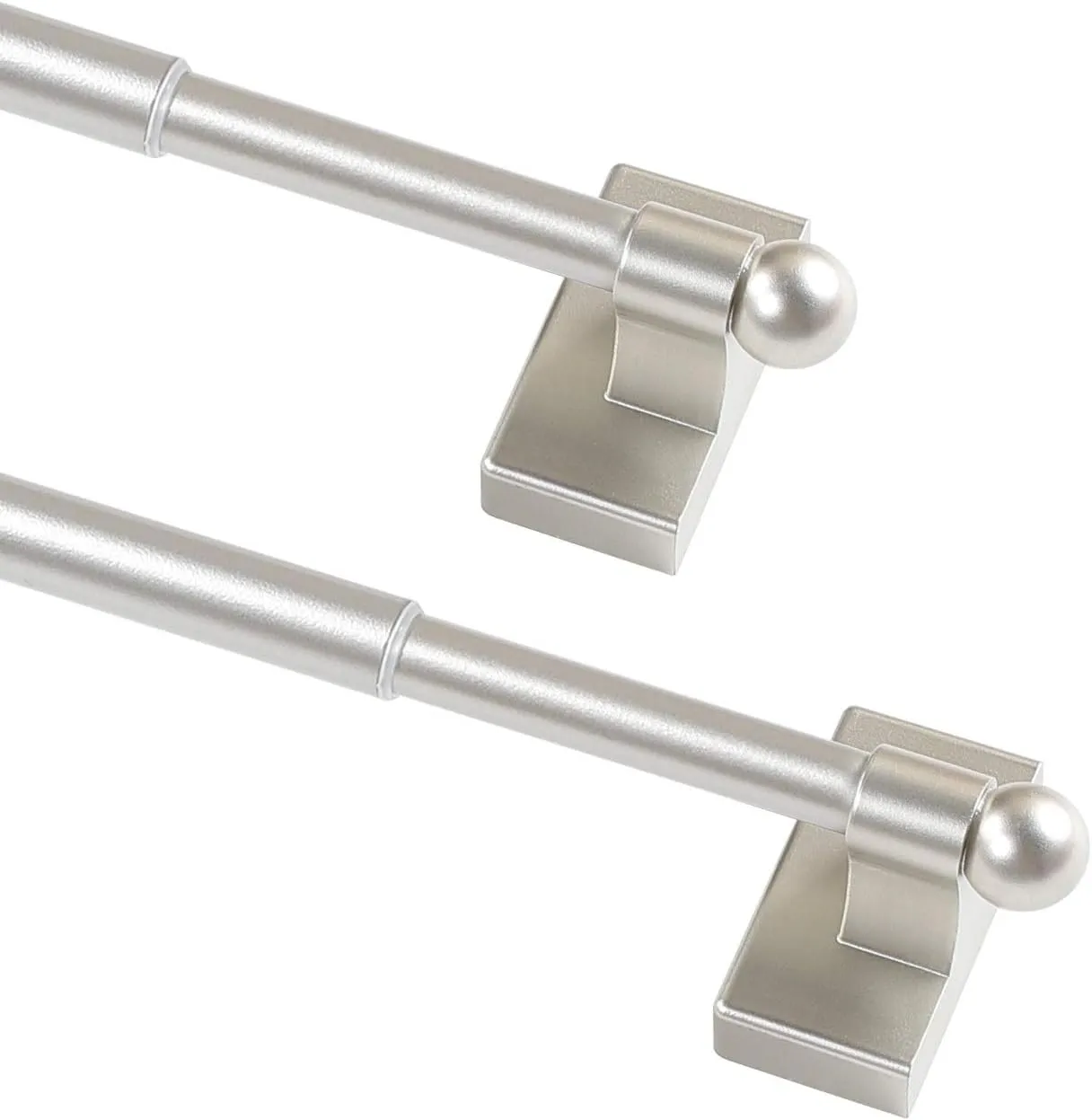 Magnetic Curtain Rods for Metal Doors Multi-Use Curtain Rods for Small Windows Cafe Sidelight and Iron Steel Places, 1/2 Inch Diameter, Tool Free (2 Pack, Adjust from 16 to 28 Inch, Nickel)