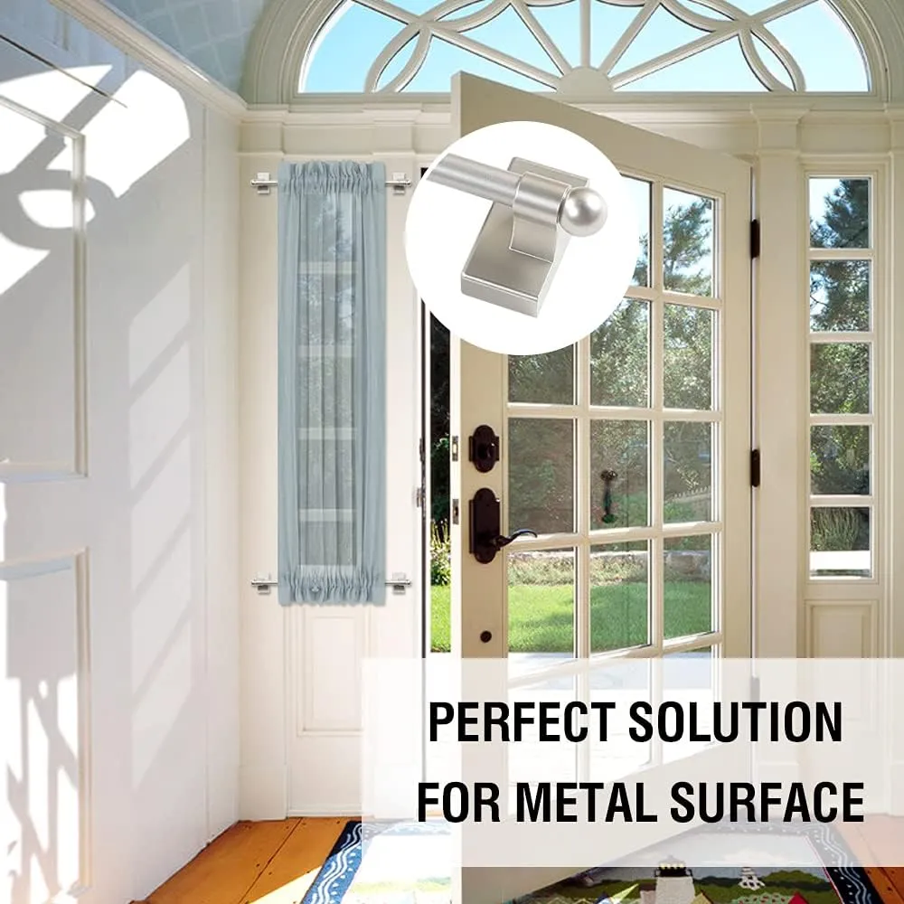 Magnetic Curtain Rods for Metal Doors Multi-Use Curtain Rods for Small Windows Cafe Sidelight and Iron Steel Places, 1/2 Inch Diameter, Tool Free (2 Pack, Adjust from 16 to 28 Inch, Nickel)