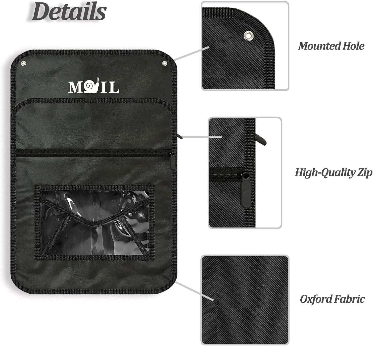 Mail Slot Catcher for Door, Mail Holder Indoor, Black Post Organizer Bag for Letterbox, Space Saving, No Tools and Screws Needed, Suitable for Home, Office, and Garage