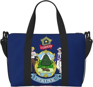 Maine State Flag print Travel Duffel Bag,workout duffel bag, overnight shoulder Bag,Weekender Bag for Women Men