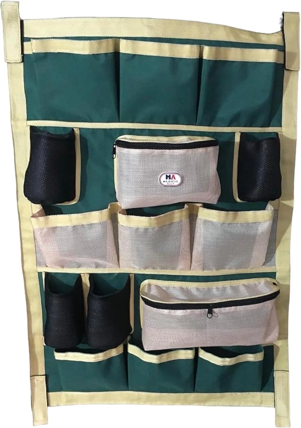 Majestic Ally Nylon Heavy Duty Tack Grooming Organizer Bag, Trailer Door organizing Bag, Equine Accessories Organizer (Hunter Green)