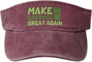 Make Garbage Great Again Visor Sun Protection Mesh Sun Hat Golf Outdoor Sports for Women Men Red