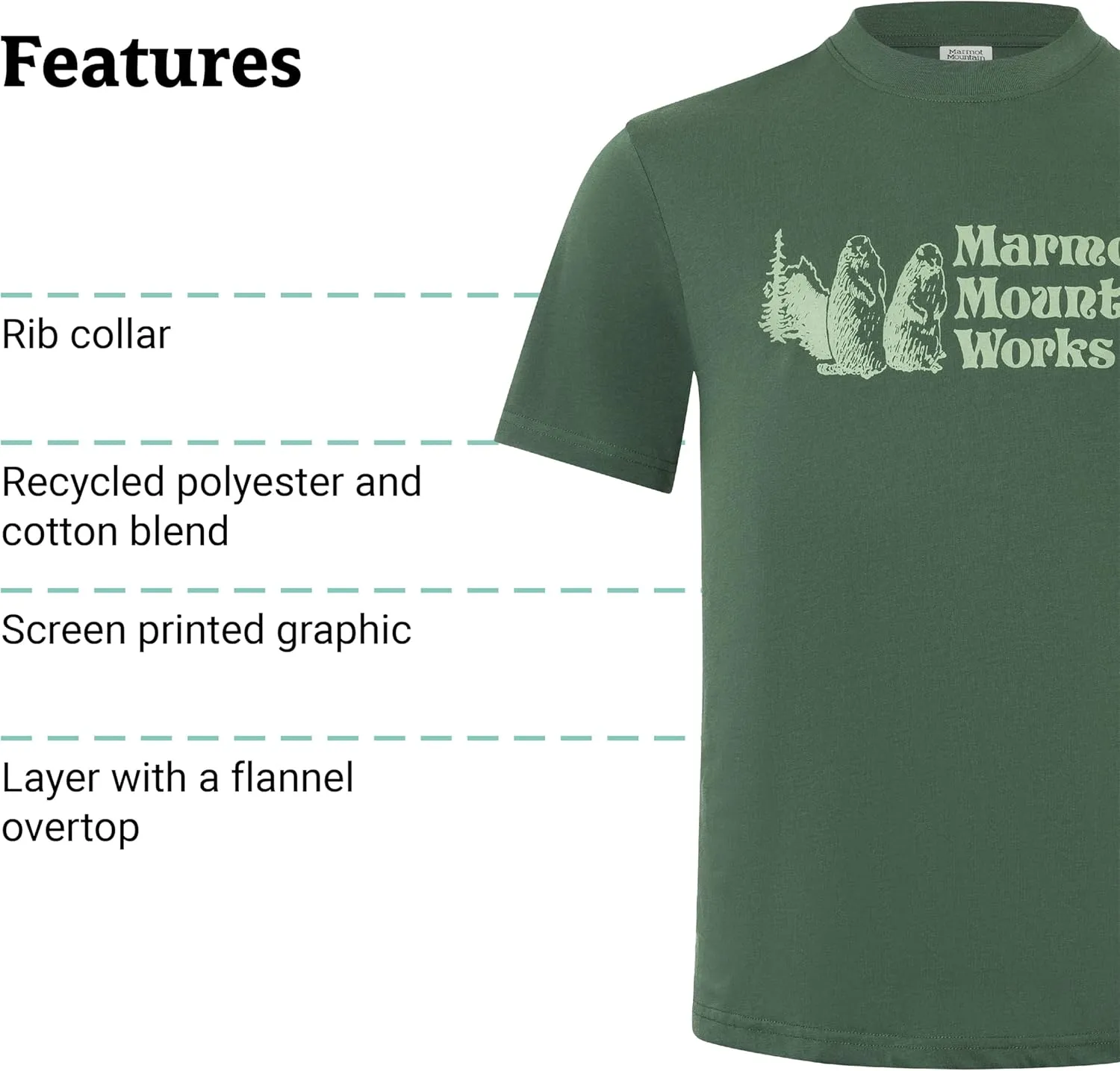 MARMOT Men's MMW Short-Sleeve Tee - Screen Printed Graphic on Soft, Breathable, Eco-Friendly Cotton/Poly Blend
