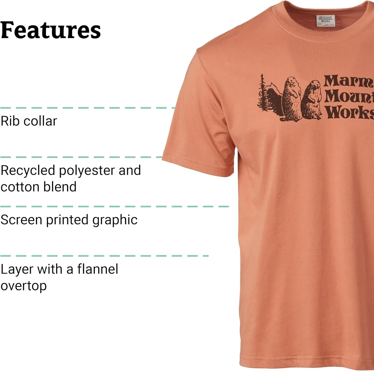 MARMOT Men's MMW Short-Sleeve Tee - Screen Printed Graphic on Soft, Breathable, Eco-Friendly Cotton/Poly Blend