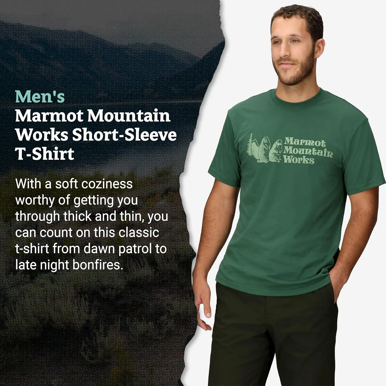 MARMOT Men's MMW Short-Sleeve Tee - Screen Printed Graphic on Soft, Breathable, Eco-Friendly Cotton/Poly Blend