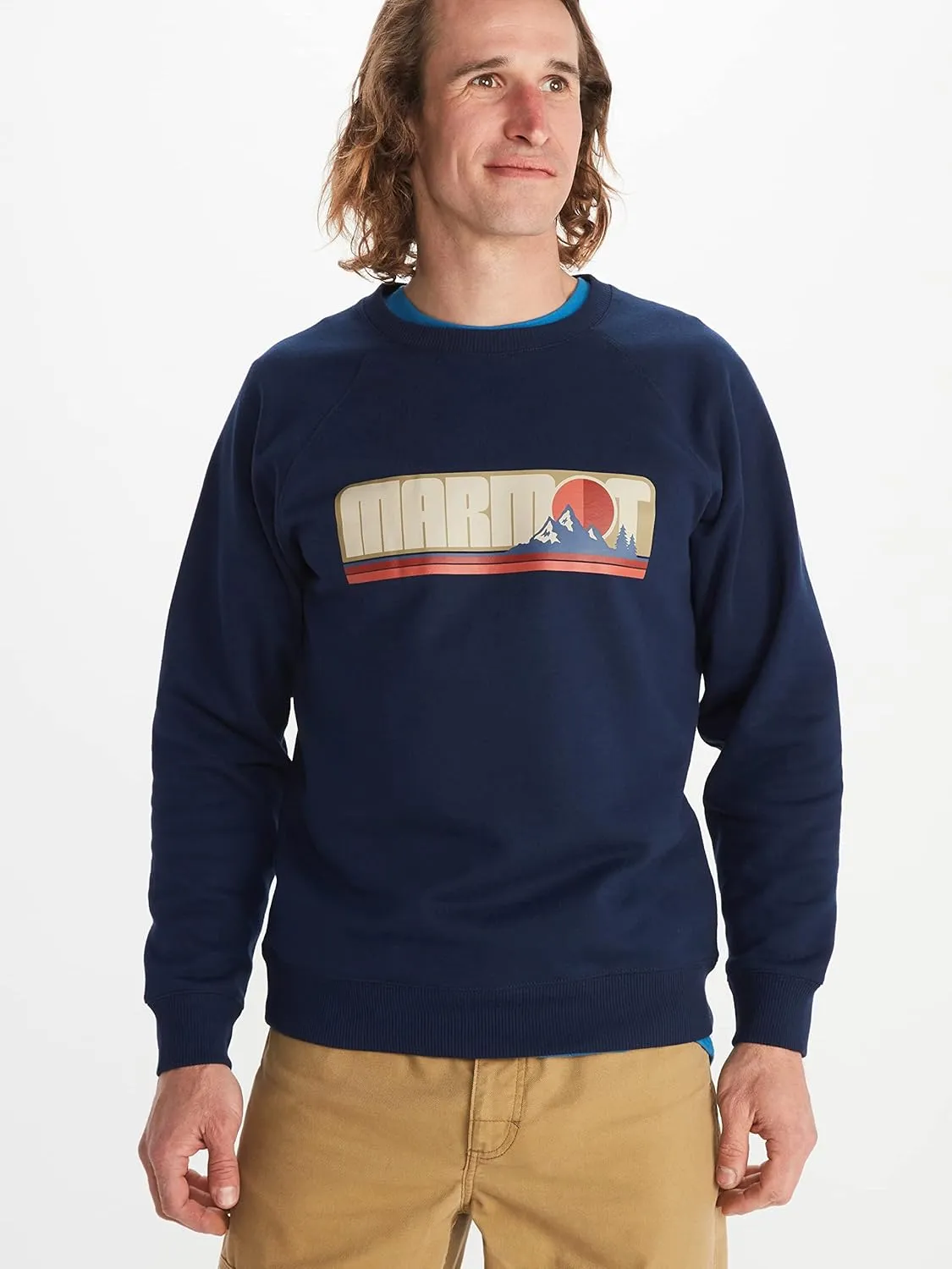 MARMOT Men's Montane Crew Sweatshirt - Screen Printed Graphic on Warm, Breathable, Eco-Friendly Cotton/Poly Blend