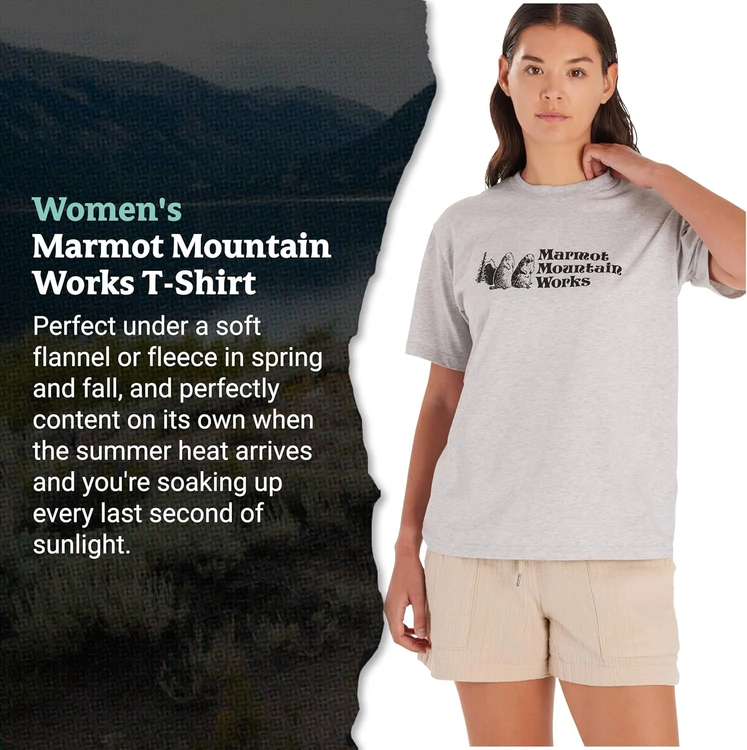 MARMOT Women's MMW Short-Sleeve Tee Shirt - Screen Printed Graphic on Soft, Breathable, Eco-Friendly Cotton/Poly Blend