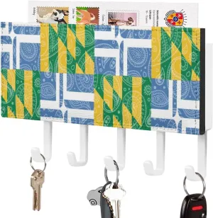 Maryland Flag Paisley Pattern Novelty Key Holder Funny Keys Hook Mail Organizer Hanging Rack Decor with 5 Hooks for Wall