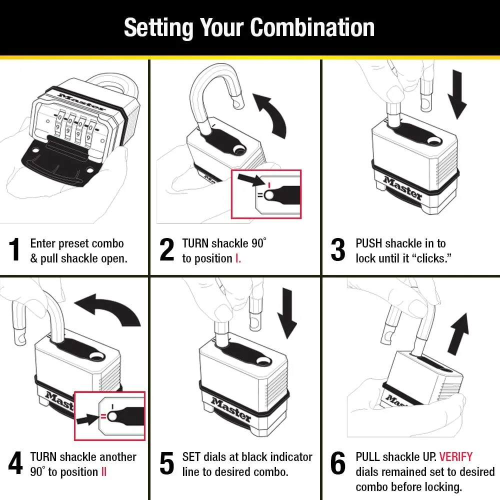 Master Lock Gold Outdoor Combination Lock, Heavy Duty Weather Resistant Padlock, Resettable Combination Lock for Outdoor Use 1.2 x 2 x 3.87 inches, 2 Pack, M175LFEC2