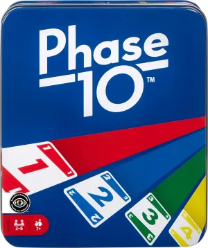 Mattel Games Phase 10 Card Game for Families, Adults & Kids, Challenging & Exciting Rummy-Style Play with Storage Tin (Amazon Exclusive)