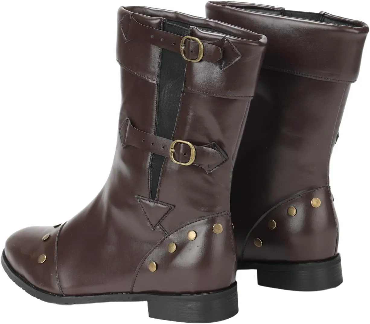Medieval Renaissance Boot Men Punk Gothic Rivet Motorcycle PU Faux Leather Boots With Stud Vintage Stage Pirate Shoes