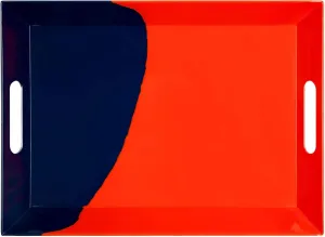 Melamine Serving Tray with Handles, Chip and Break-Resistant, Durable and Kid-Friendly Food Tray for Indoor and Outdoor, Dishwasher Safe, Orange/Navy - Thomas Fuchs Creative
