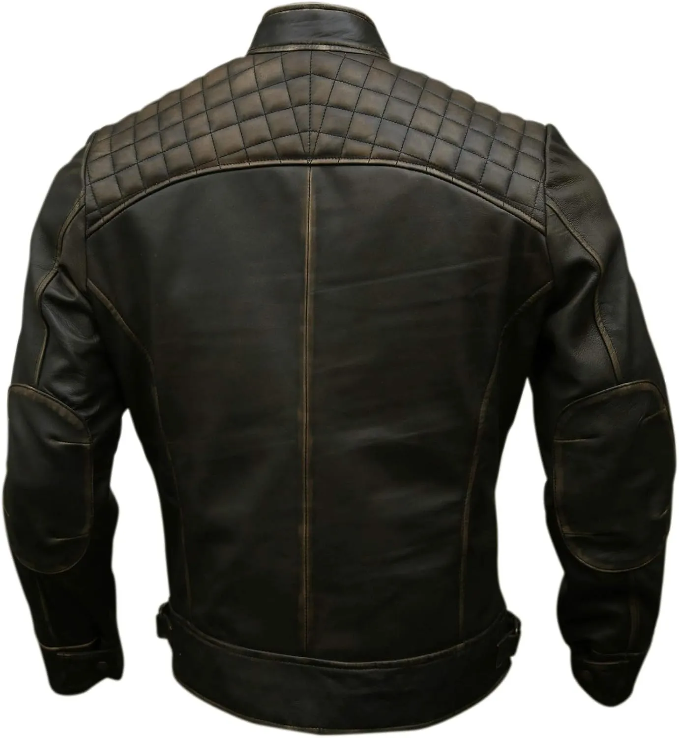Mens Genuine Leather Biker Jacket Black | Vintage Brown Distressed Lambskin Motorcycle Jackets for Men