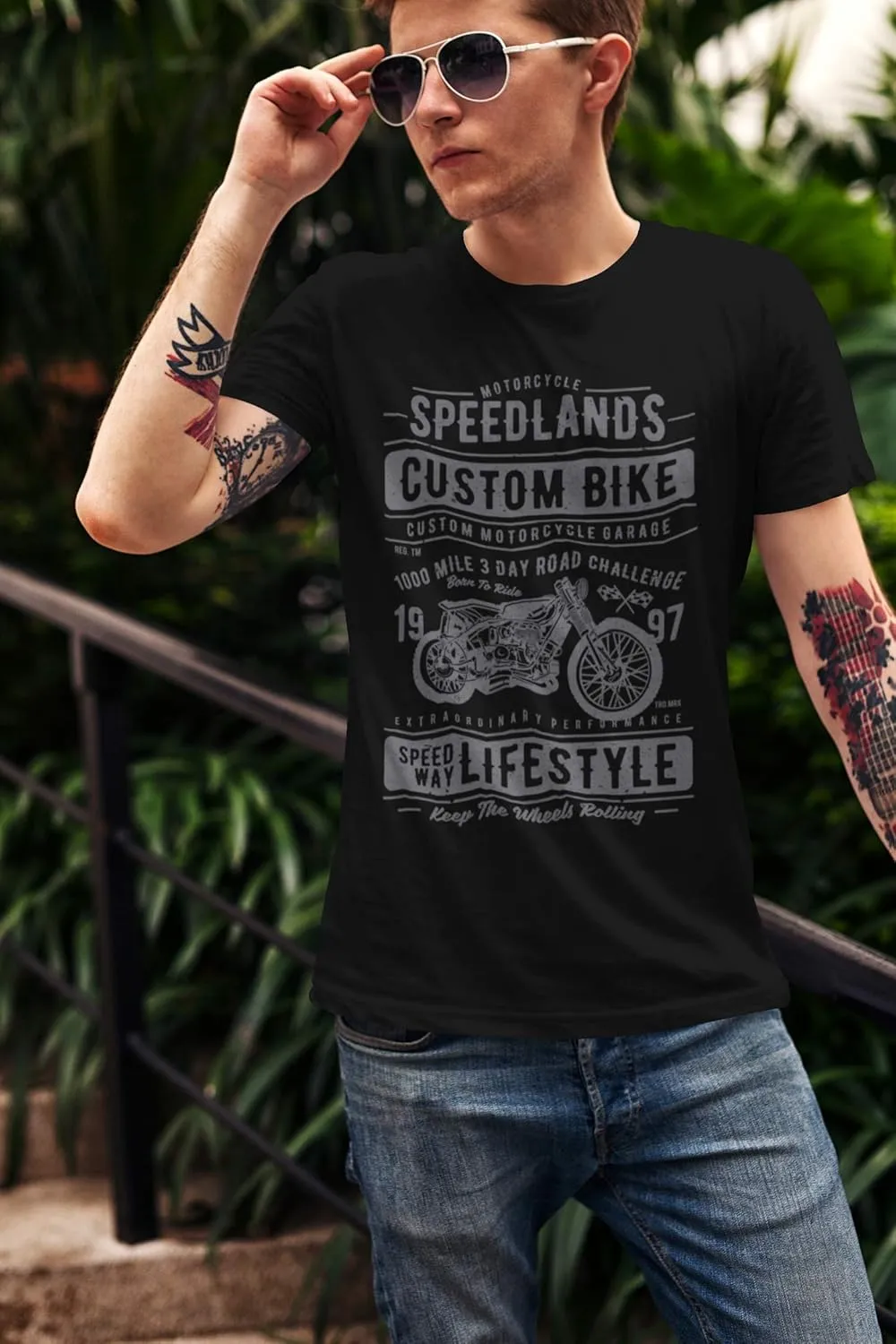 Men's Graphic T-Shirt Motorcycle Speedlands Custom Bike - Speed Way Lifestyle Eco-Friendly Limited Edition Short