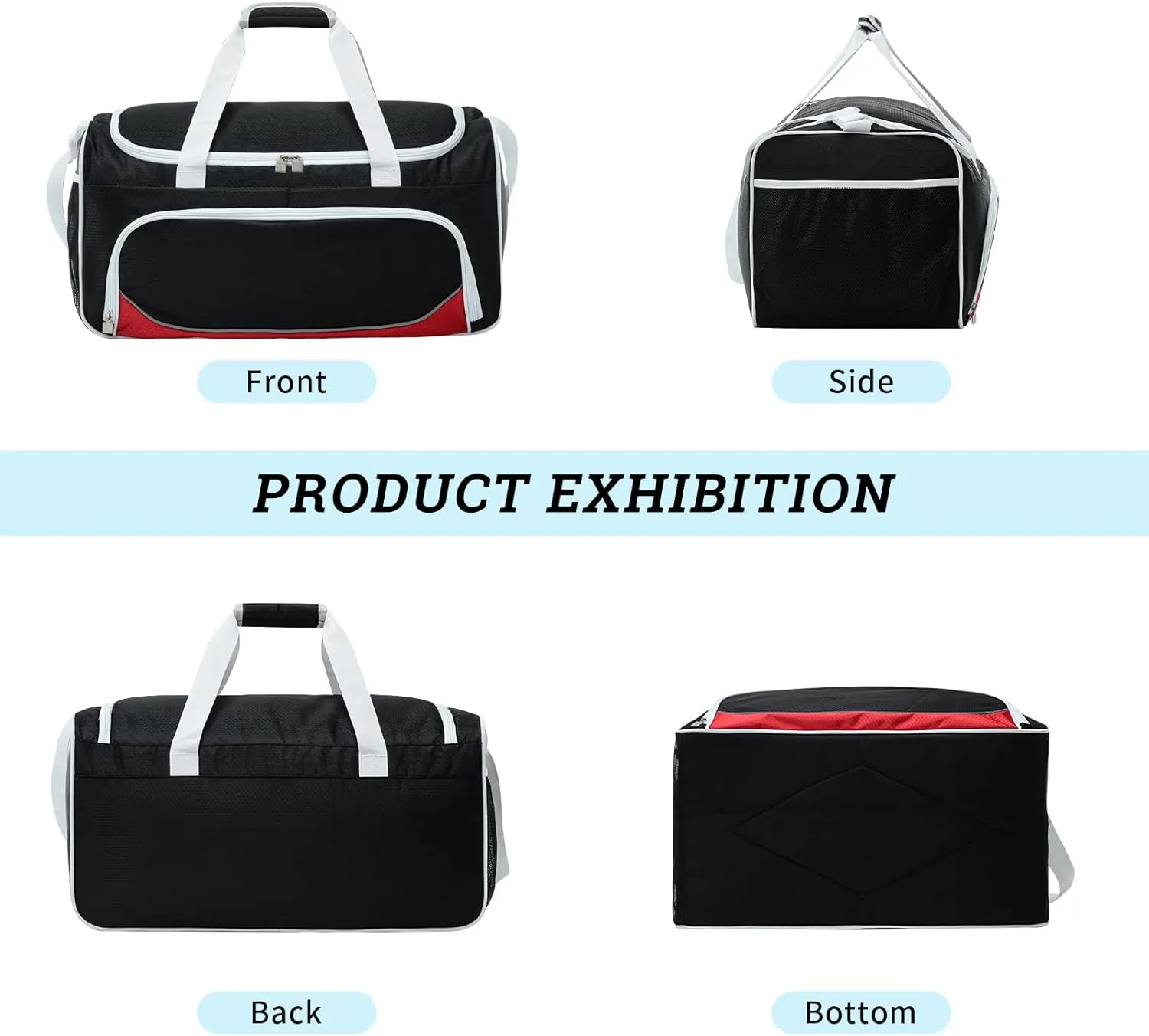 Mens Gym Bag 21 inch Large Overnight Weekender Duffle Bag for Travel Sport-White/Black