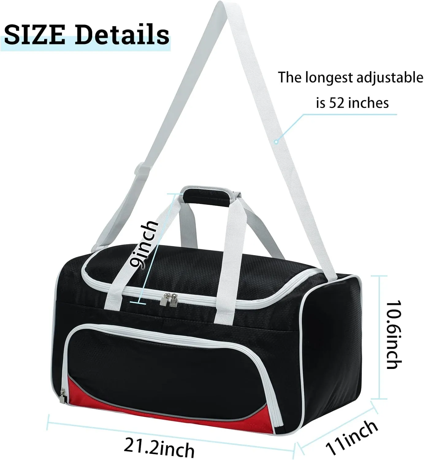 Mens Gym Bag 21 inch Large Overnight Weekender Duffle Bag for Travel Sport-White/Black