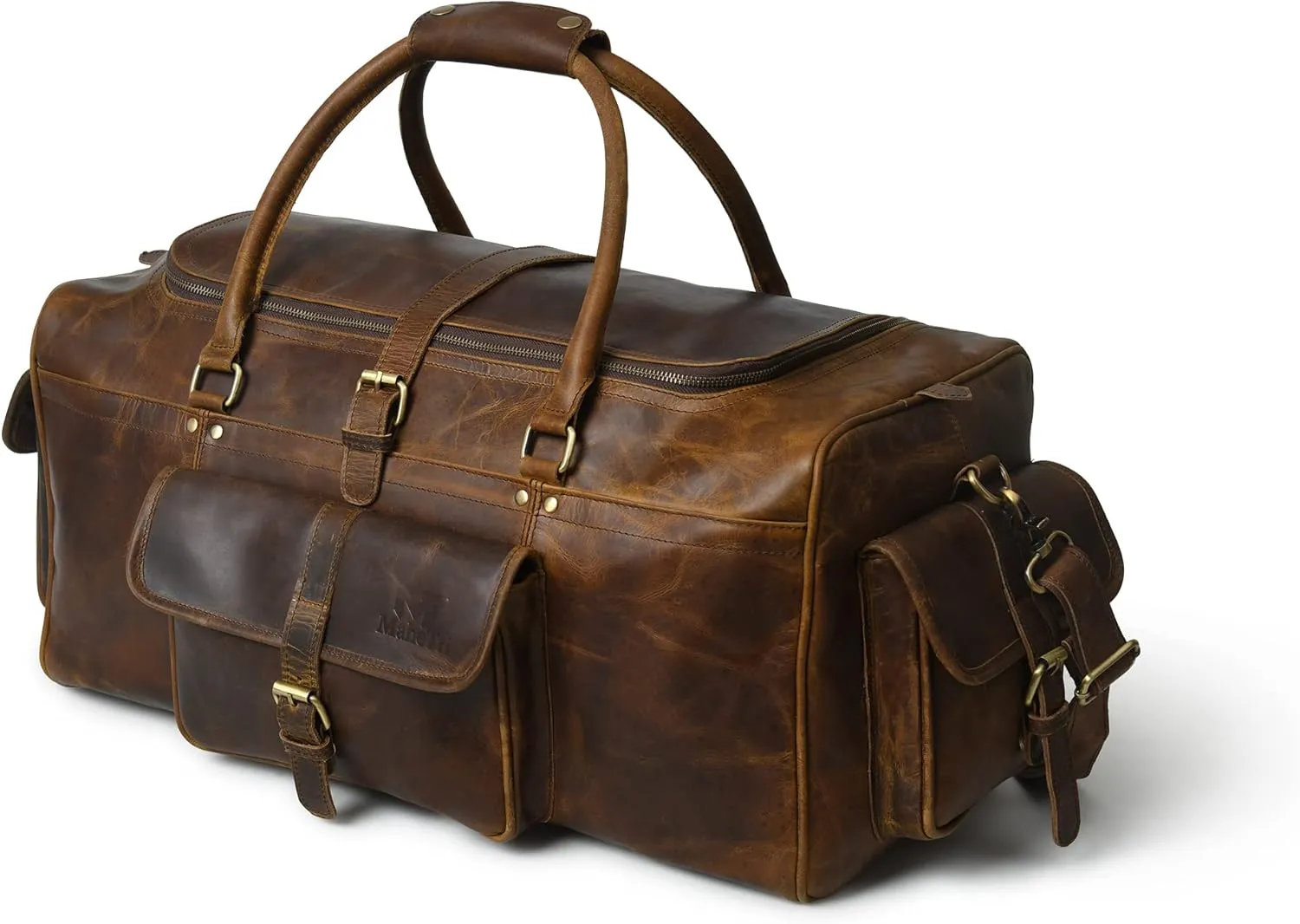 Men’s Large Travel Overnight Weekender Duffel Bag Handmade Vintage Travel Luggage Carry On Holdall Duffle Bag (Hunter Brown, 24")