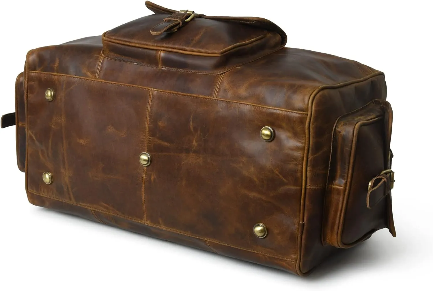 Men’s Large Travel Overnight Weekender Duffel Bag Handmade Vintage Travel Luggage Carry On Holdall Duffle Bag (Hunter Brown, 24")