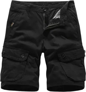 Mens Shorts 5 Inch Inseam Big and Tall Cotton Buckle Zipper Multi Pocket Cargo Shorts Fashion Outddor Work Shorts