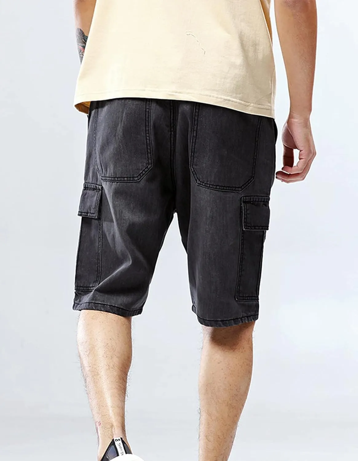 Men`s Street Hip Hop Denim Cargo Shorts Jeans with Multi Pockets