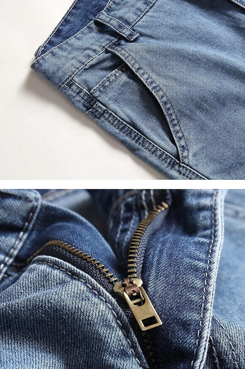 Men`s Street Hip Hop Denim Cargo Shorts Jeans with Multi Pockets