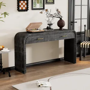 Merax Entryway Console Table with Storage, 2 Drawers Design/Retro Style/Behind Couch & Sofa, Black