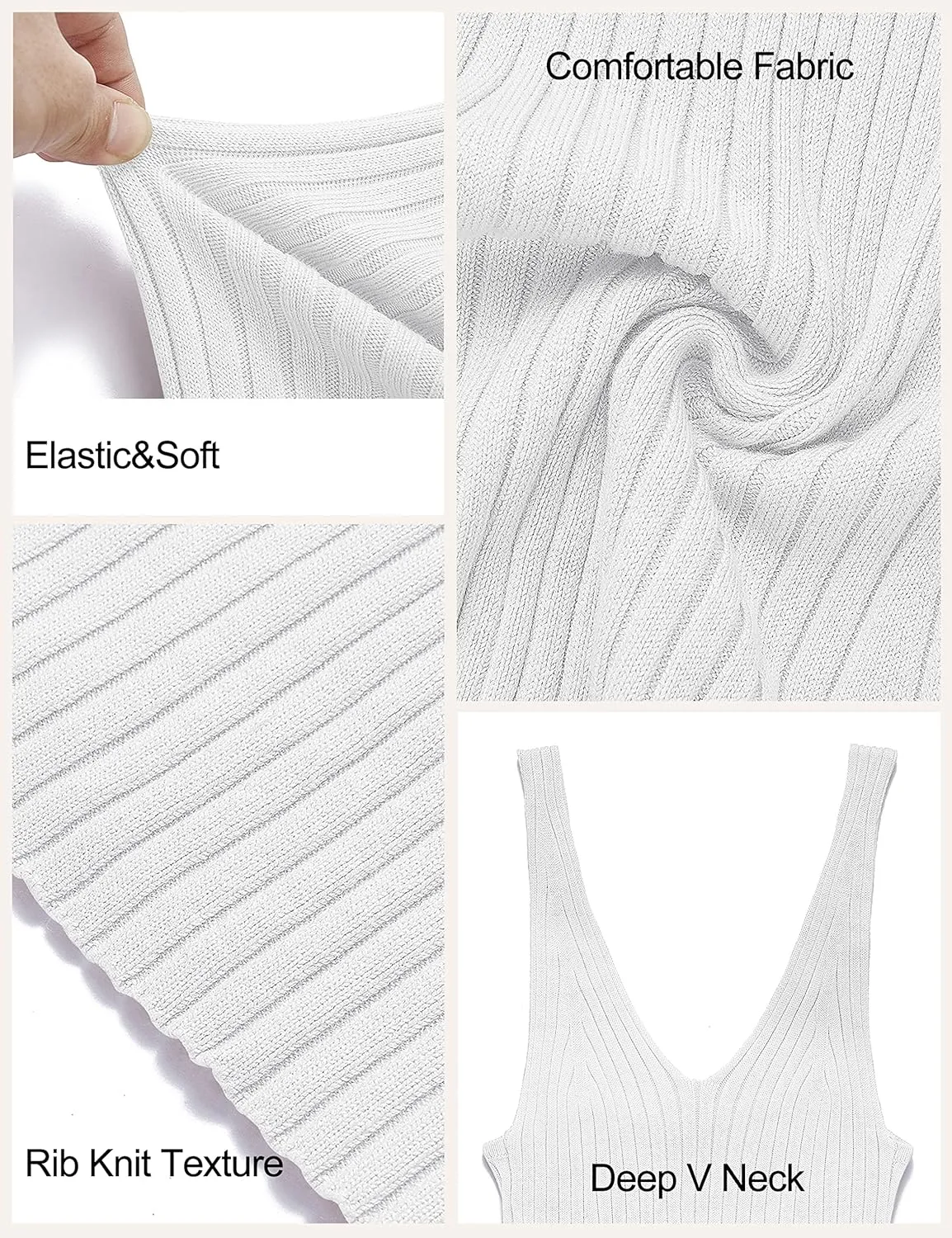 MEROKEETY Womens 2025 Summer Spring V Neck Knit Midi Dress Bodycon Casual Sleeveless Ribbed Sweater Dresses