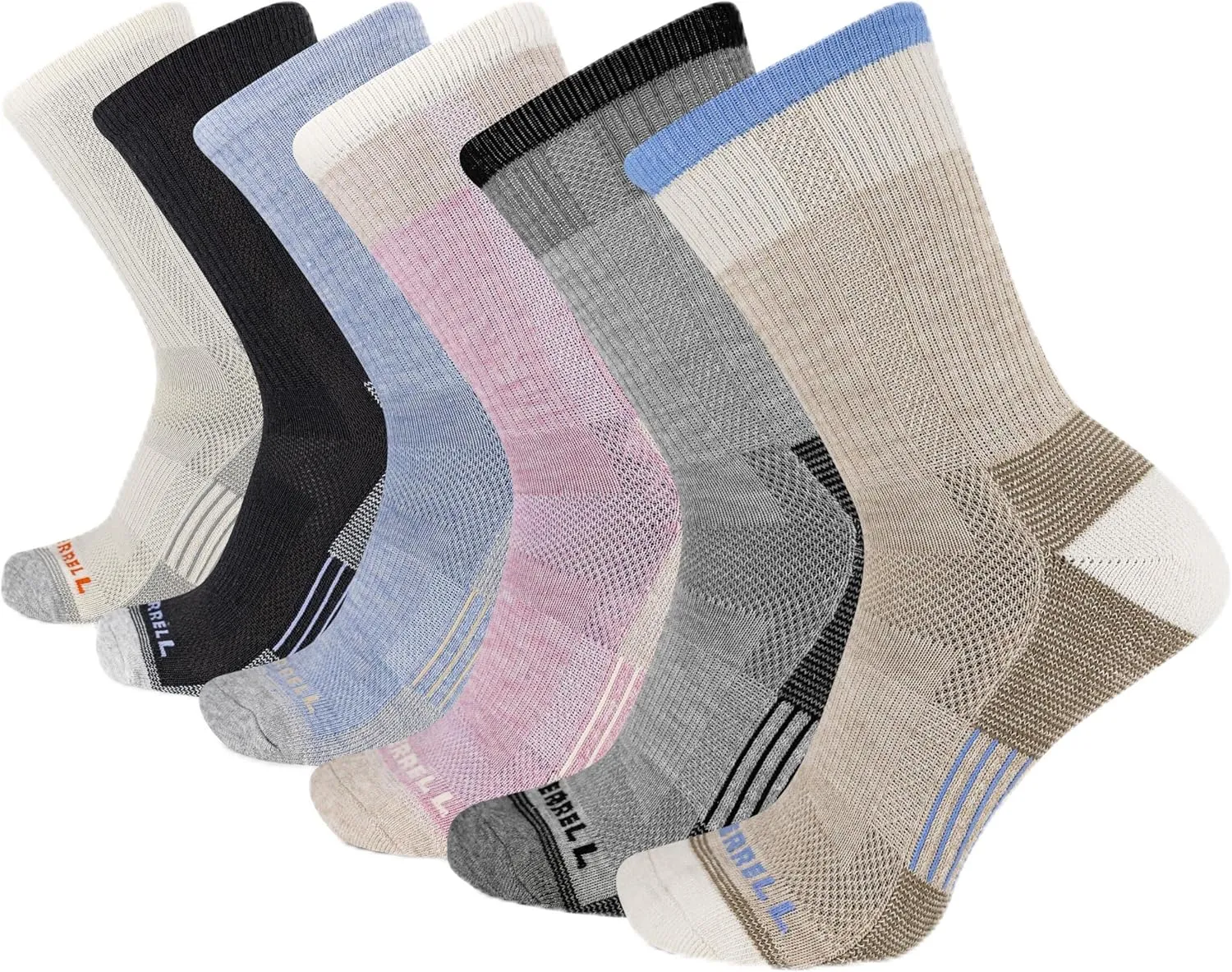 Merrell Unisex Recycled Cushion Low Cut Sock 6 Pair Pack, Gray Assorted, S/M