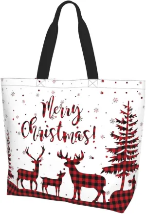 Merry Christmas Tote Bag for Women Mother,Christmas Snowman Snowflake Shopping Grocery Bag Shoulder Bags